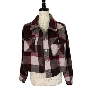 ASHLEY OUTERWEAR Plaid Cropped Jacket Women's Size LARGE Flannel Fall